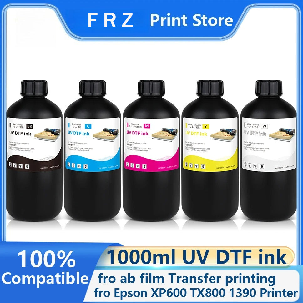 1000ML/Bottle UV DTF Ink and Varnish for UV DTF Film AB for Epson XP600 TX800 1390 L800 L1800 UV DTF Transfers Printer