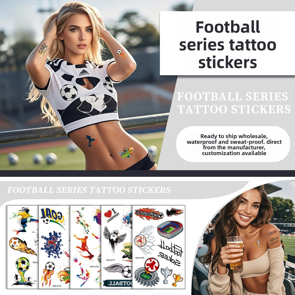 Waterproof and sweatproof Fan Games European Cup World Cup Rugby Face Tattoo Sticker Football Tattoo Sticker