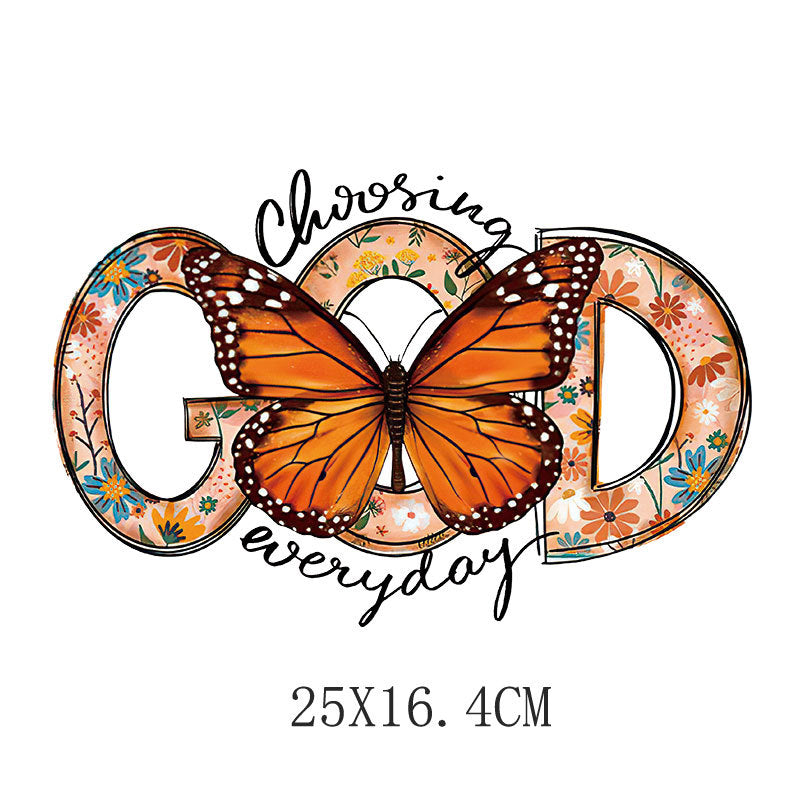 Flower letter heat transfer spot T-shirt luggage logo printing hot map washable offset printing heat transfer pattern