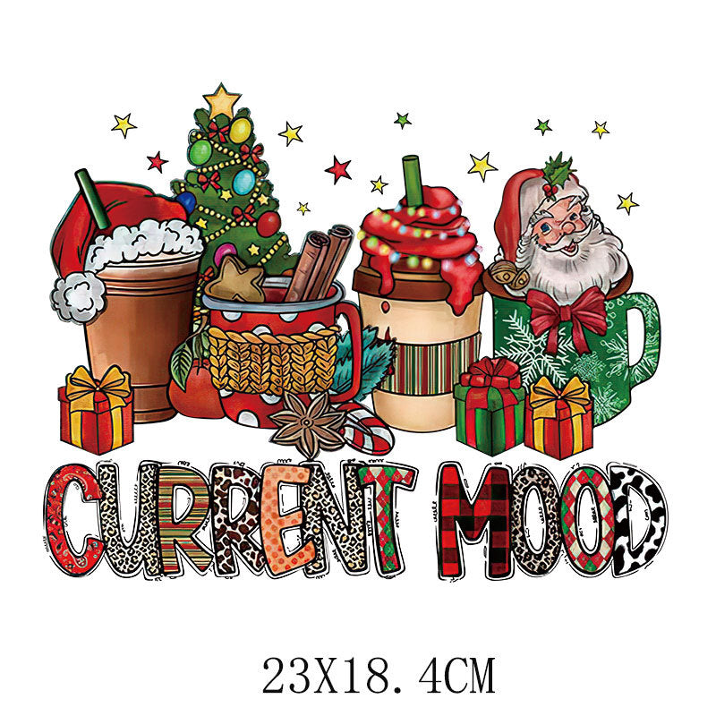 Old man Christmas heat transfer, clothes printing hot map heat transfer sticker, washable hot stamping sticker