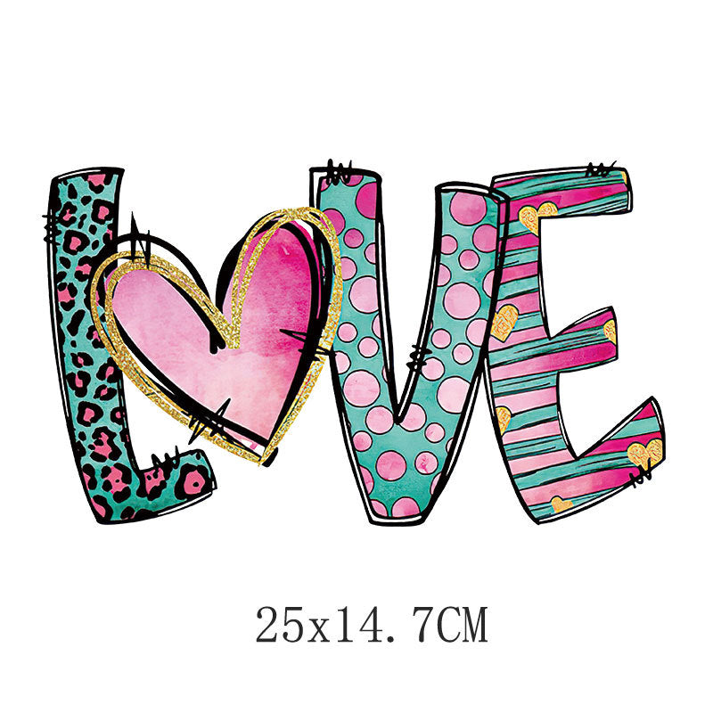 Love LOVE flower heat transfer hot map DIY clothing luggage logo printing pattern heat transfer painting DTF