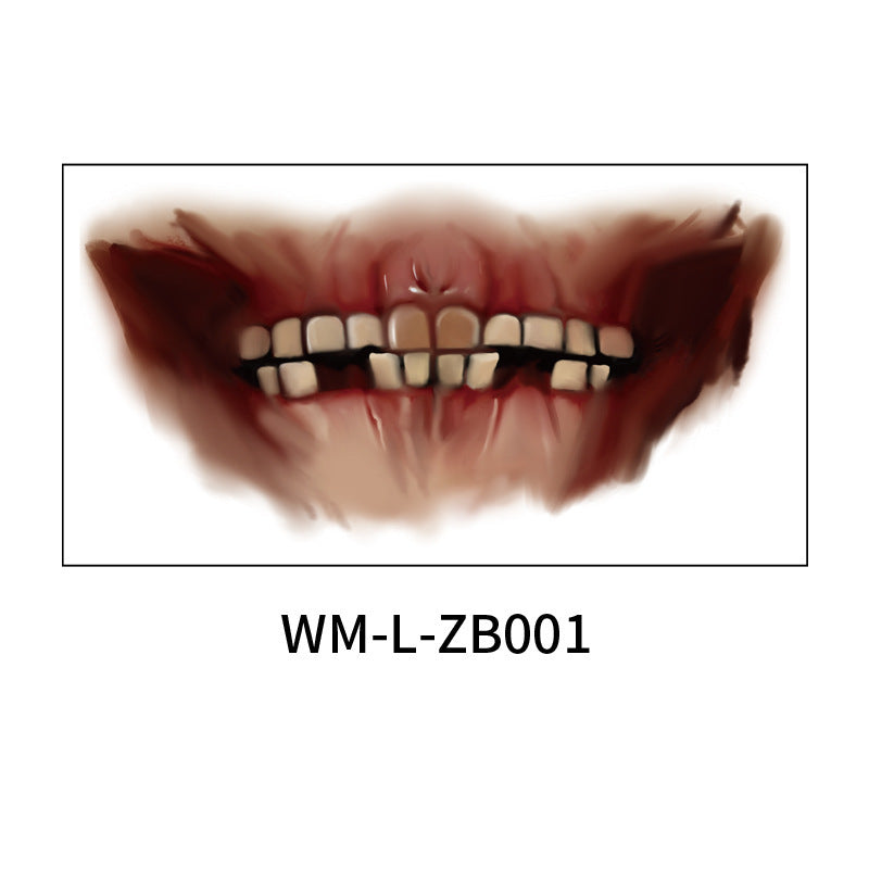New Halloween Mouth Tattoo Stickers Party Horror Thriller Lip DIY Decoration