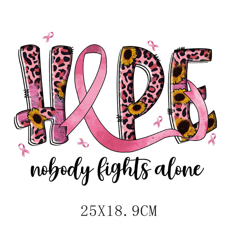 Pink ribbon heat transfer sticker, clothes heat transfer logo heat transfer printing, offset heat transfer pattern