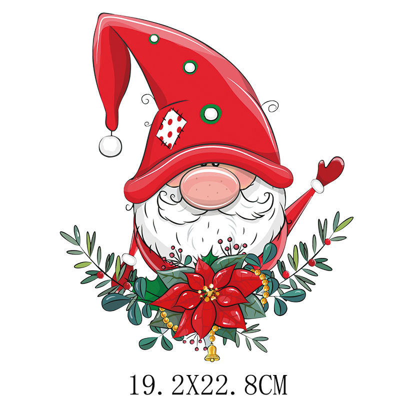 Old man Christmas heat transfer, clothes printing hot map heat transfer sticker, washable hot stamping sticker