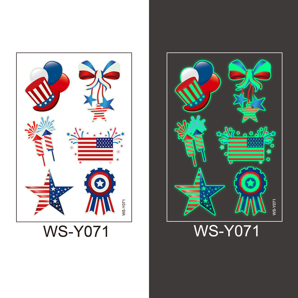 National flag luminous tattoo sticker Independence Day party props waterproof sweat sticker disposable temporary face sticker