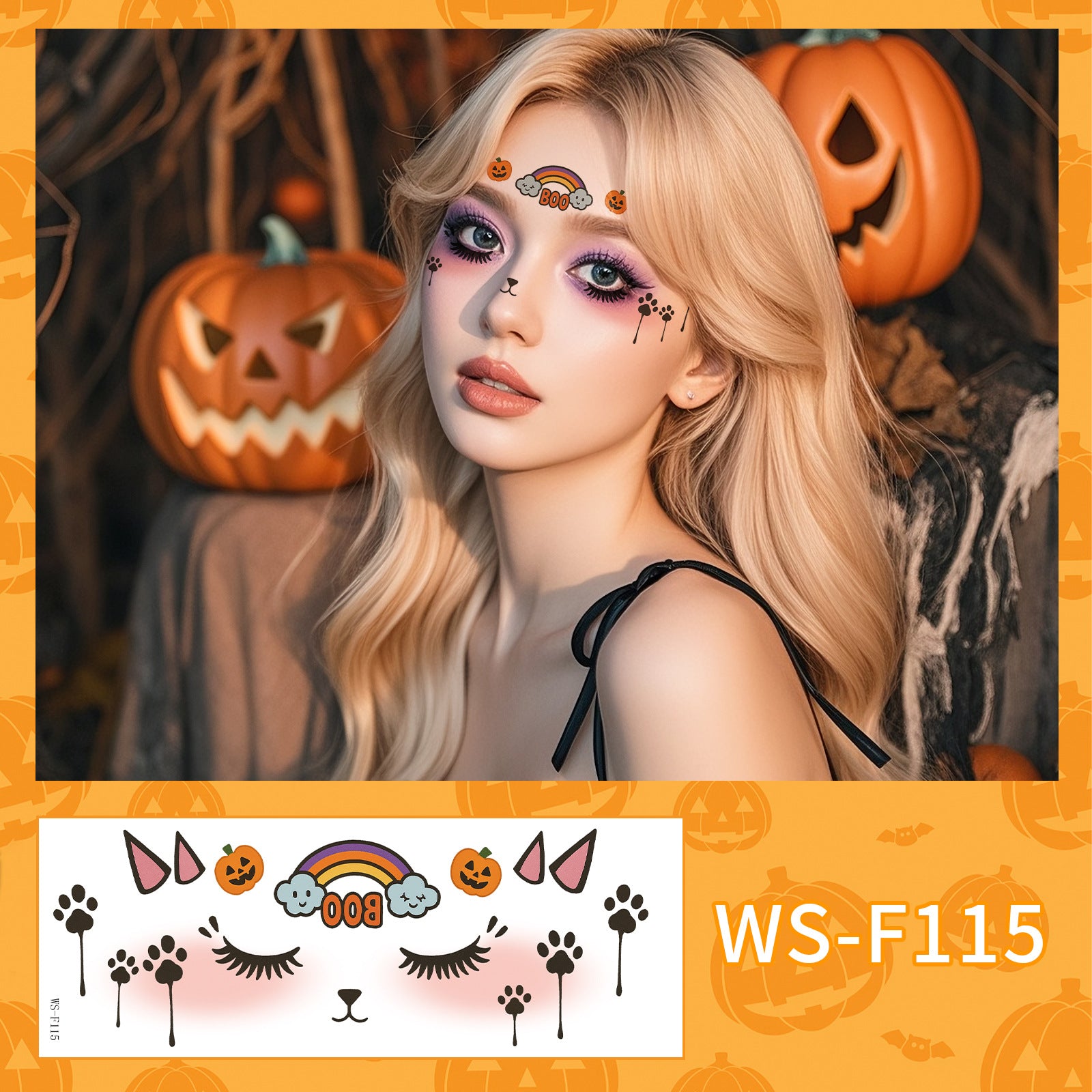 New Halloween makeup face sticker cute ghost makeup tattoo sticker party party sticker waterproof sweat tattoo