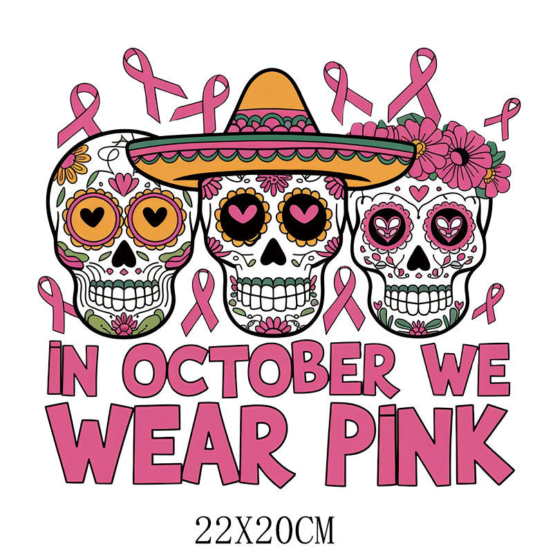 Halloween Pink Ribbon Printed Pattern Hot Stamping Clothing Logo Hot Stamping Label Offset Hot Stamping Paste DTF Hot Stamping