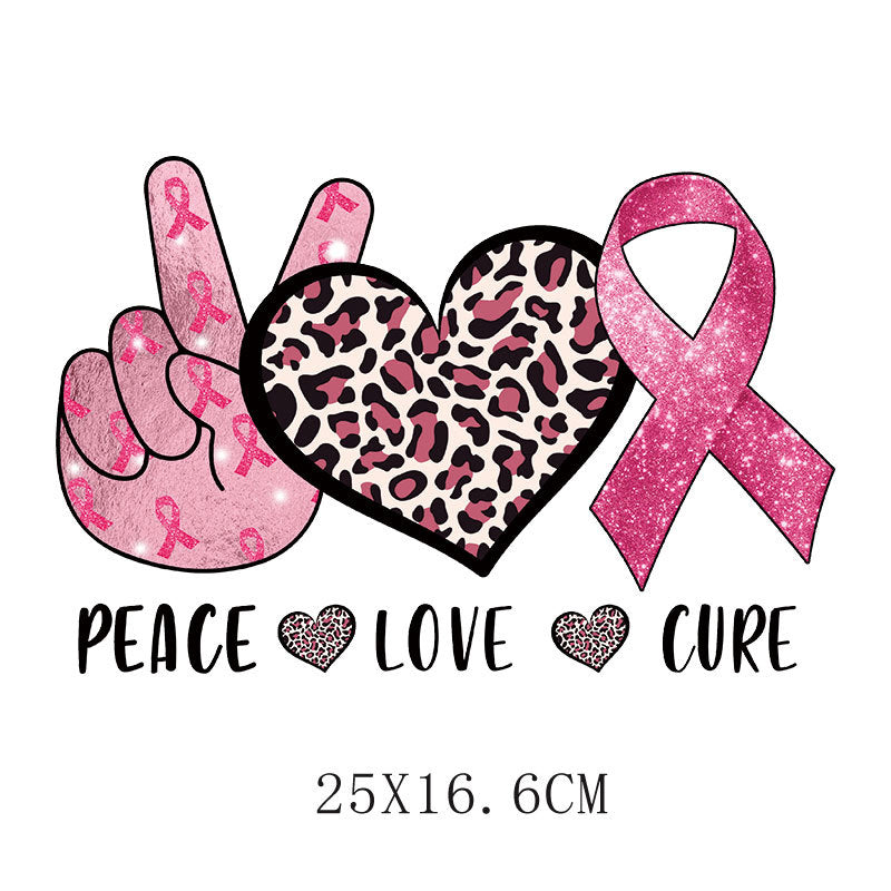 Pink ribbon heat transfer sticker, clothes heat transfer logo heat transfer printing, offset heat transfer pattern