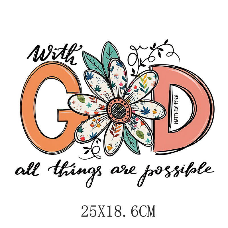 Flower letter heat transfer spot T-shirt luggage logo printing hot map washable offset printing heat transfer pattern