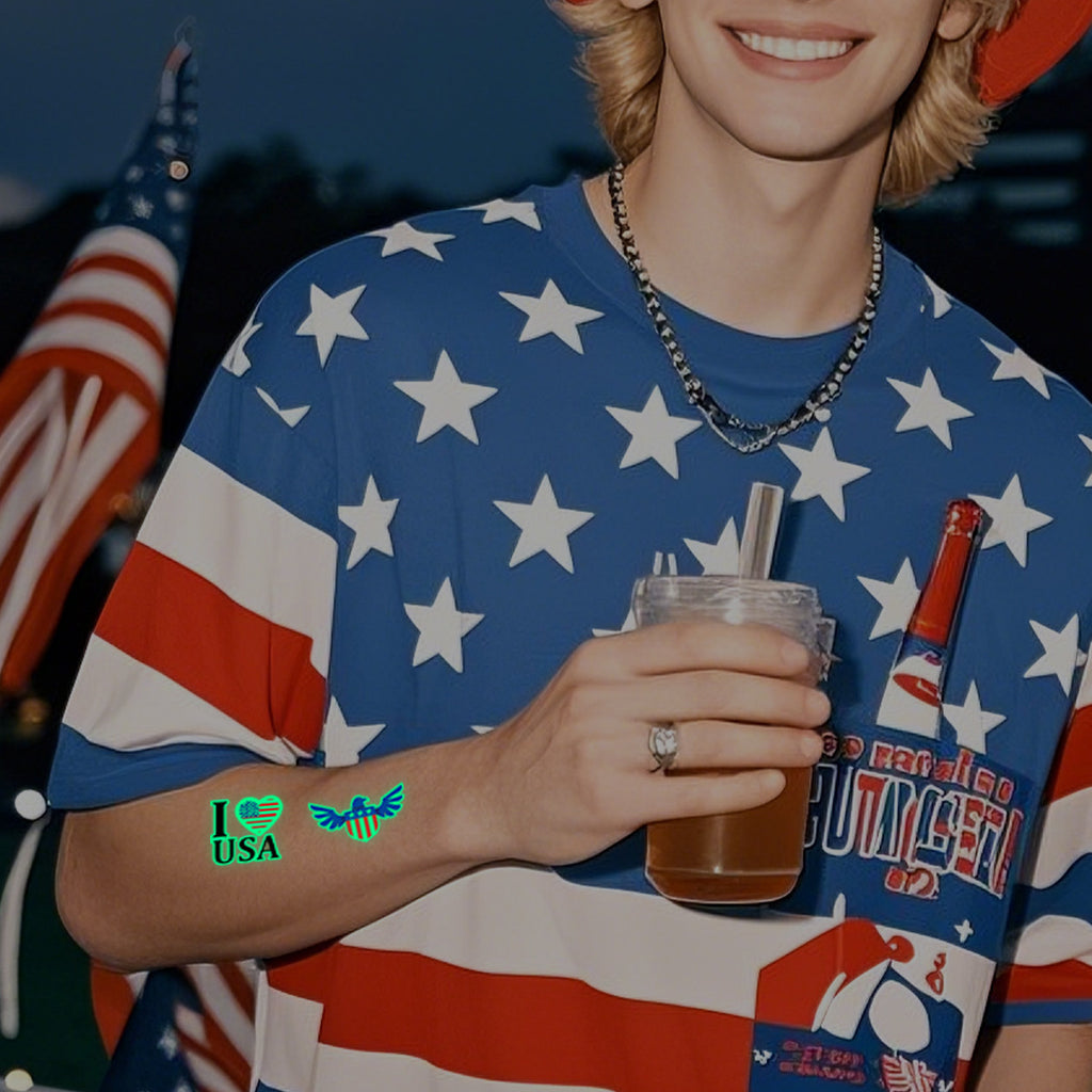 National flag luminous tattoo sticker Independence Day party props waterproof sweat sticker disposable temporary face sticker