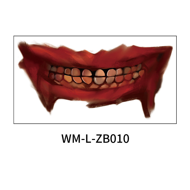 New Halloween Mouth Tattoo Stickers Party Horror Thriller Lip DIY Decoration