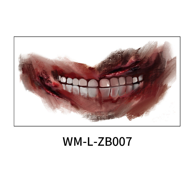 New Halloween Mouth Tattoo Stickers Party Horror Thriller Lip DIY Decoration