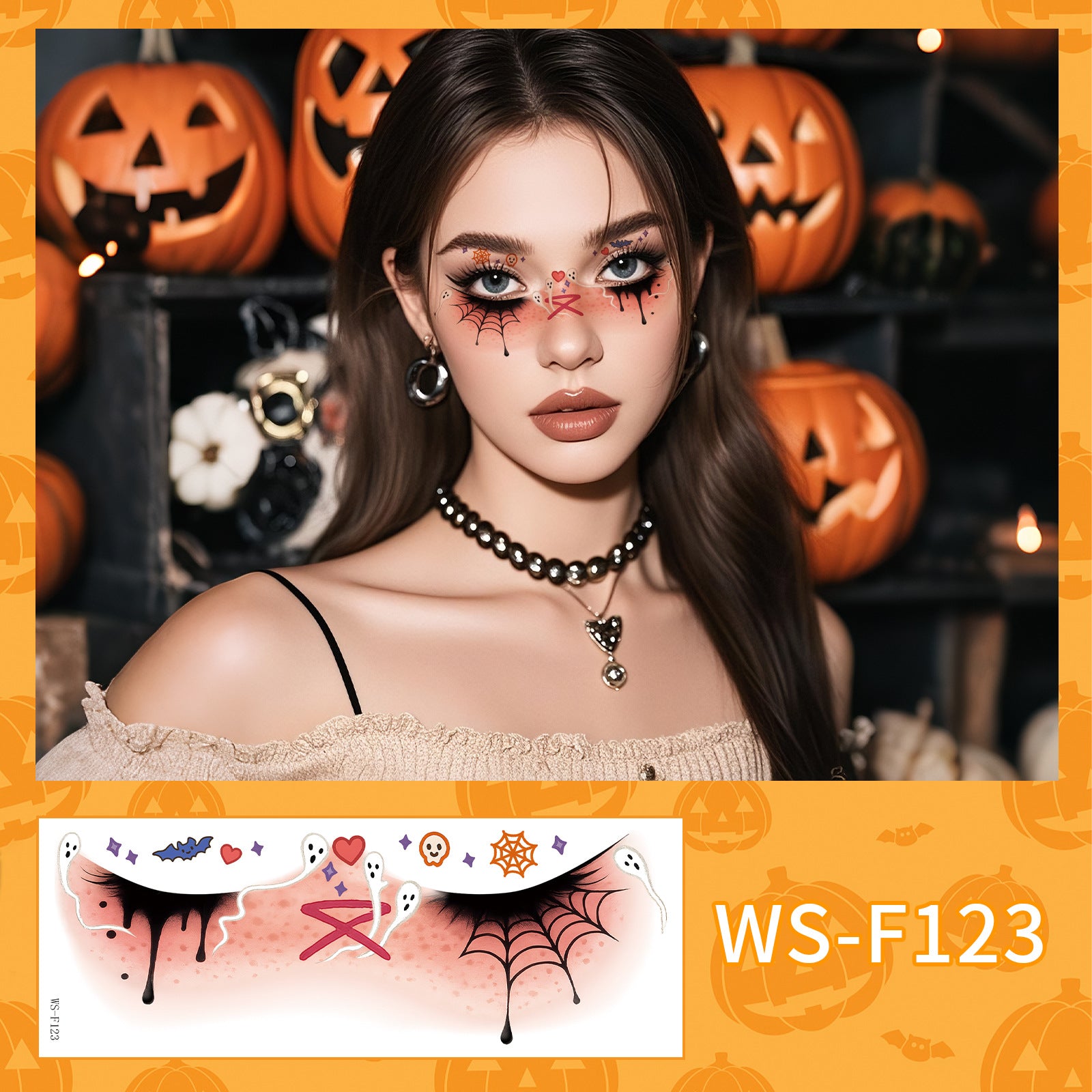 New Halloween makeup face sticker cute ghost makeup tattoo sticker party party sticker waterproof sweat tattoo