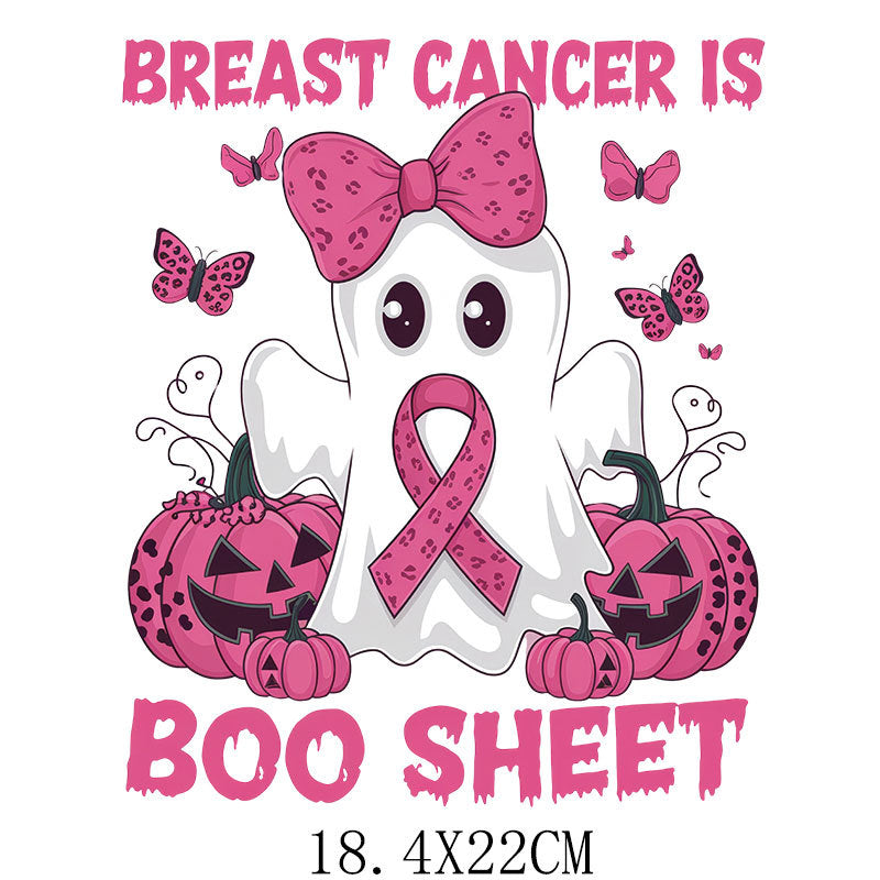 Halloween Pink Ribbon Printed Pattern Hot Stamping Clothing Logo Hot Stamping Label Offset Hot Stamping Paste DTF Hot Stamping