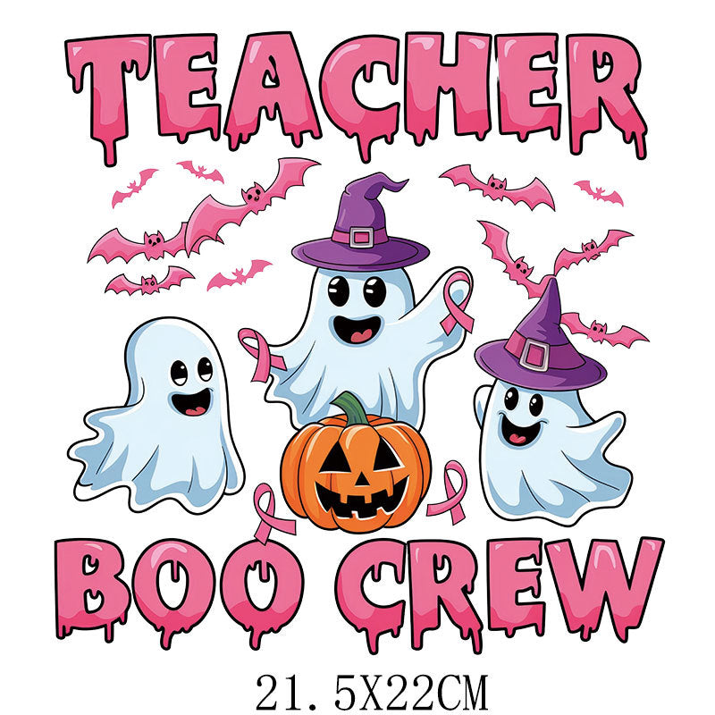 Halloween Pink Ribbon Printed Pattern Hot Stamping Clothing Logo Hot Stamping Label Offset Hot Stamping Paste DTF Hot Stamping