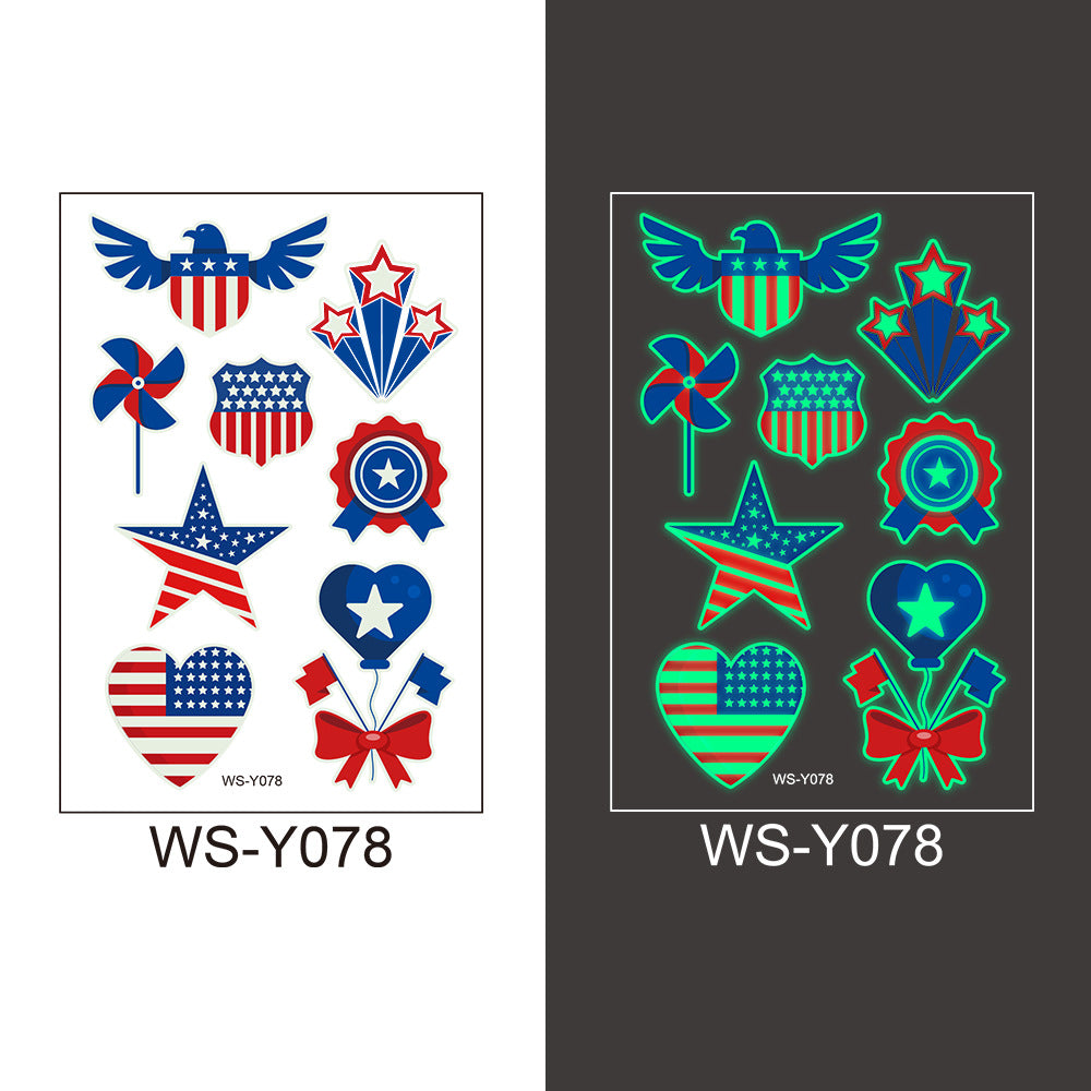 National flag luminous tattoo sticker Independence Day party props waterproof sweat sticker disposable temporary face sticker
