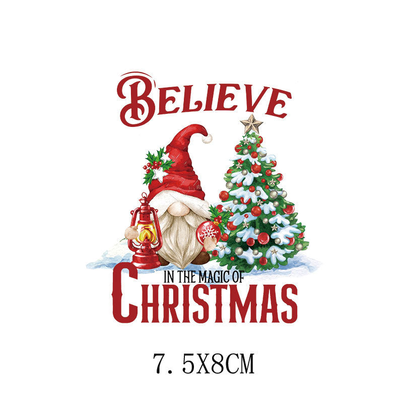 Old man Christmas heat transfer, clothes printing hot map heat transfer sticker, washable hot stamping sticker