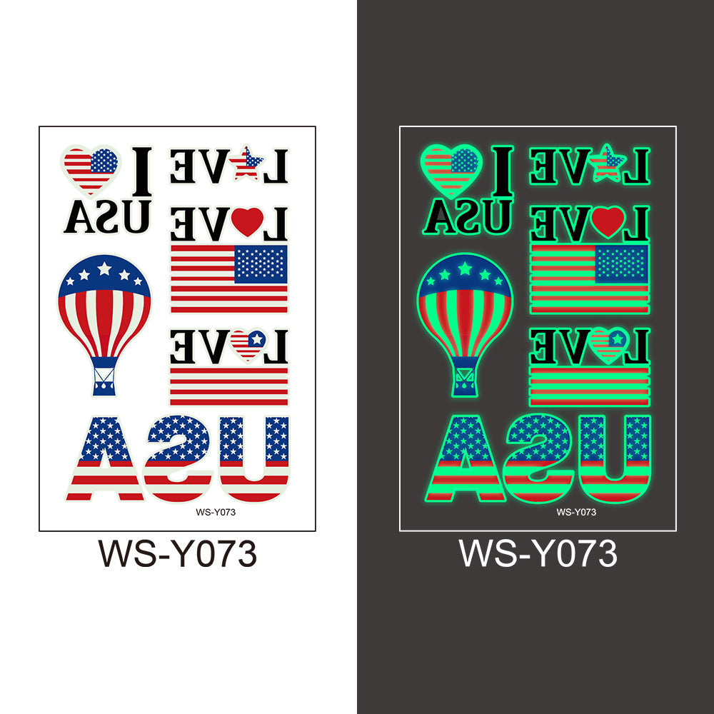 National flag luminous tattoo sticker Independence Day party props waterproof sweat sticker disposable temporary face sticker