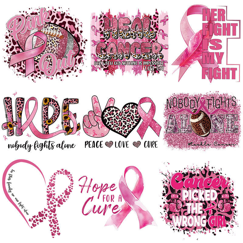 Pink ribbon heat transfer sticker, clothes heat transfer logo heat transfer printing, offset heat transfer pattern