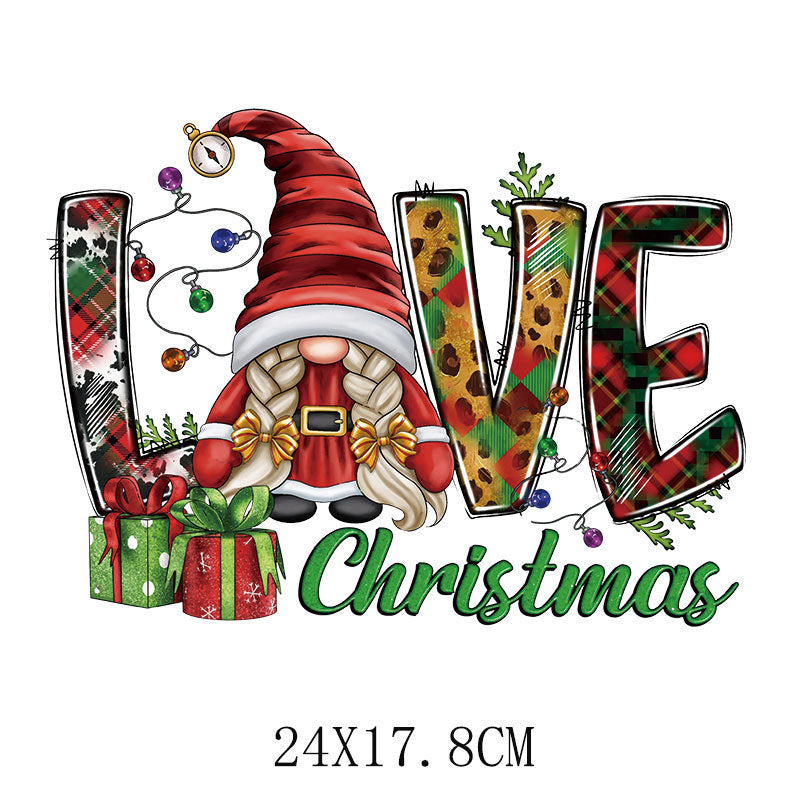 Old man Christmas heat transfer, clothes printing hot map heat transfer sticker, washable hot stamping sticker