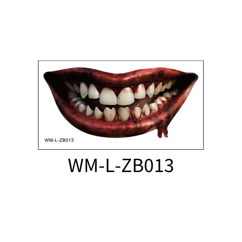New Halloween Mouth Tattoo Stickers Party Horror Thriller Lip DIY Decoration