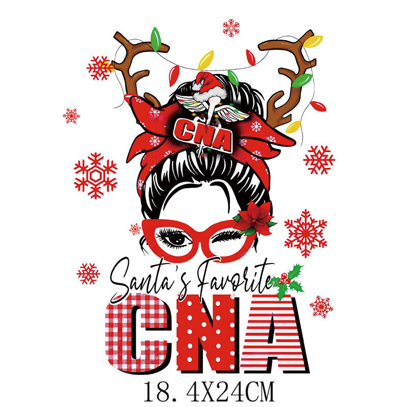 Old man Christmas heat transfer, clothes printing hot map heat transfer sticker, washable hot stamping sticker