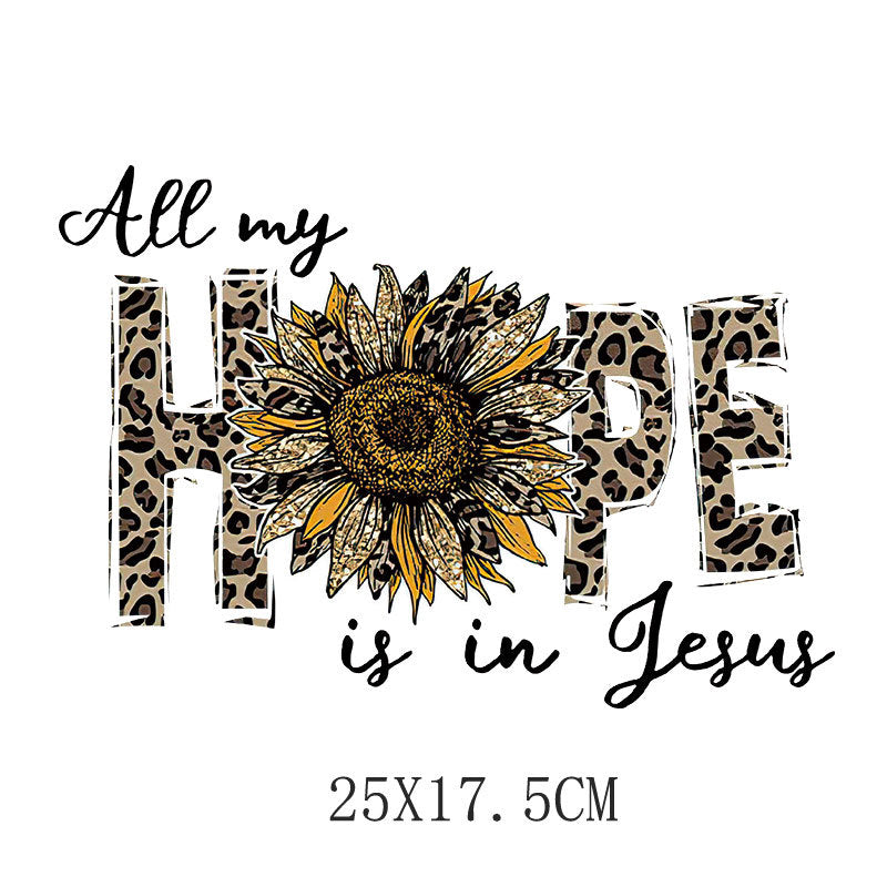 Flower letter heat transfer spot T-shirt luggage logo printing hot map washable offset printing heat transfer pattern