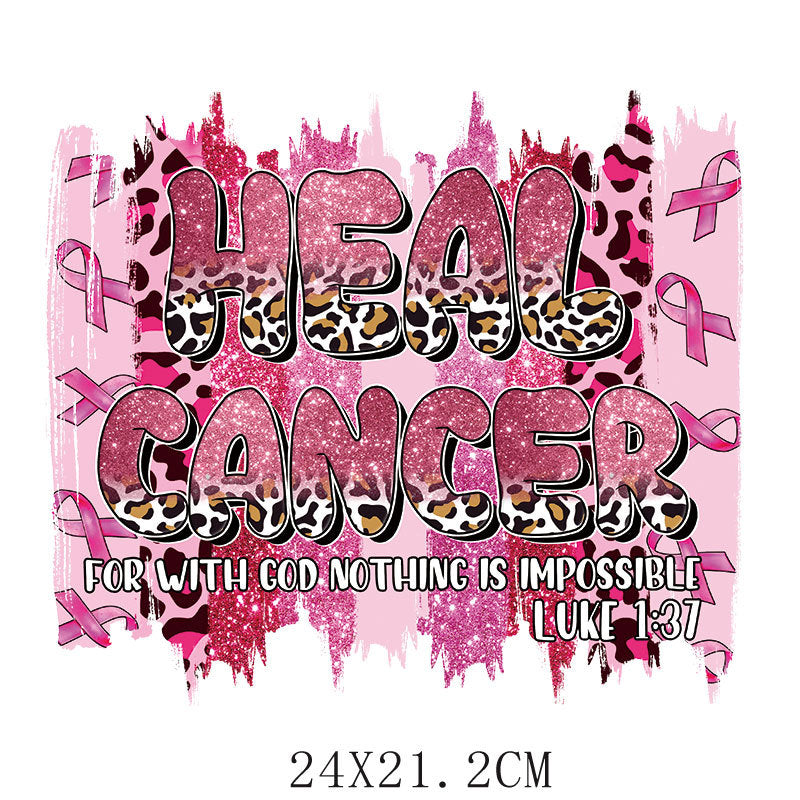 Pink ribbon heat transfer sticker, clothes heat transfer logo heat transfer printing, offset heat transfer pattern