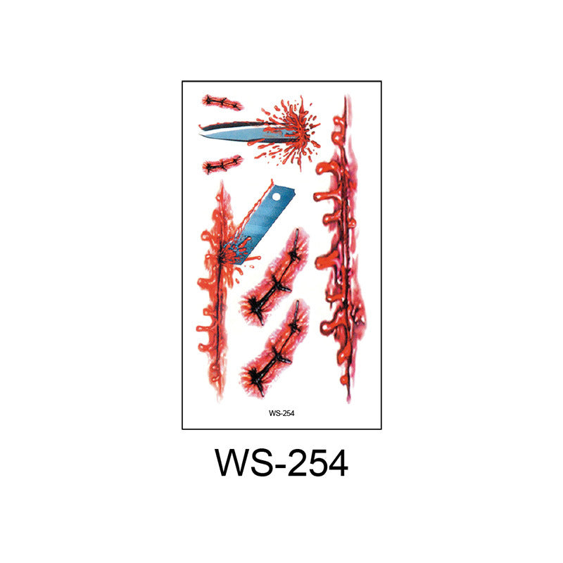 Waterproof Halloween Horror Wound Scar Face Disposable Temporary Tattoo Scar Tattoo Sticker