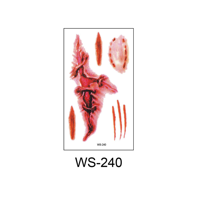 Waterproof Halloween Horror Wound Scar Face Disposable Temporary Tattoo Scar Tattoo Sticker