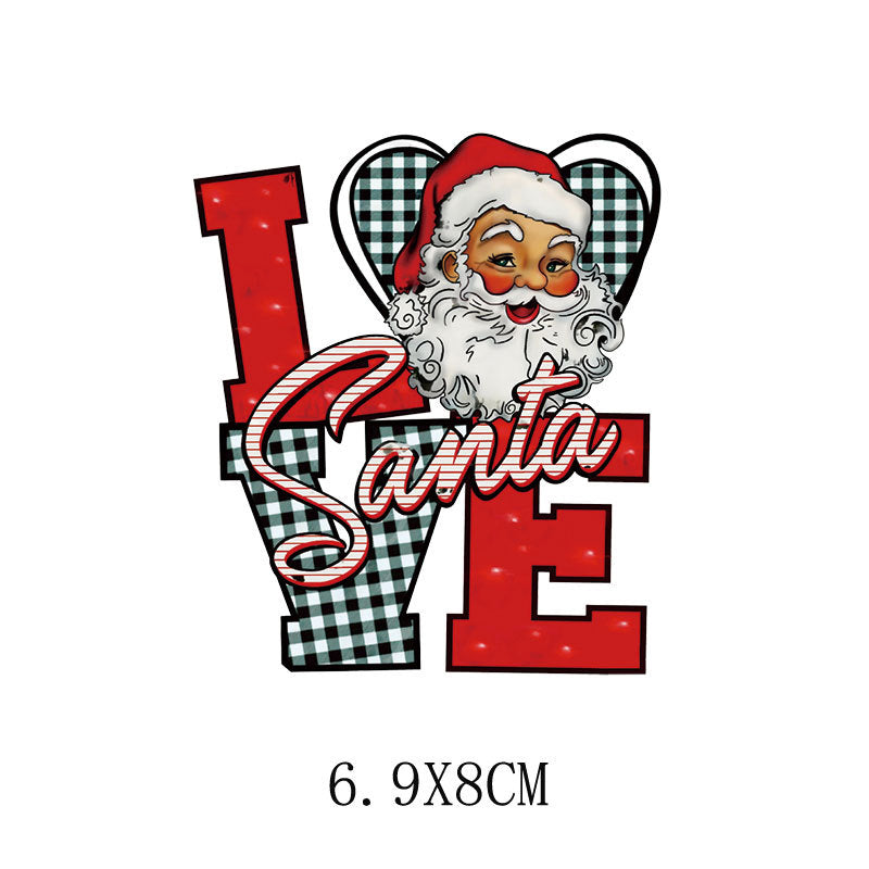 Old man Christmas heat transfer, clothes printing hot map heat transfer sticker, washable hot stamping sticker