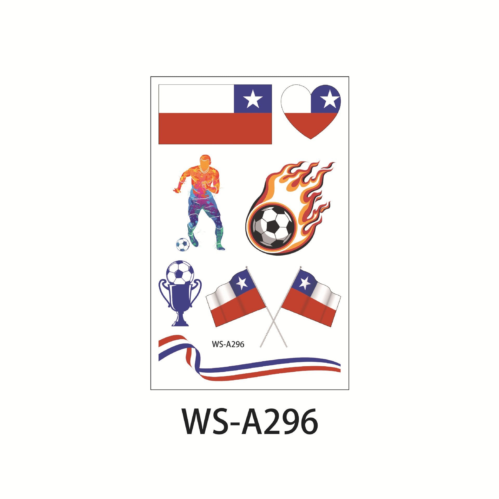 Waterproof and sweatproof Fan Games European Cup World Cup Rugby Face Tattoo Sticker Football Tattoo Sticker
