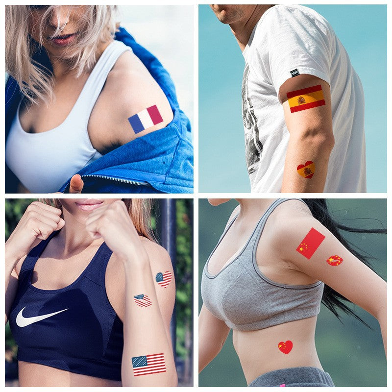 Sports competitions, marathon national flag tattoo stickers, sports games, national flag face stickers, waterproof and long-lasting tattoo stickers