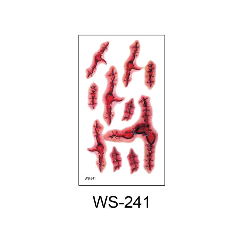 Waterproof Halloween Horror Wound Scar Face Disposable Temporary Tattoo Scar Tattoo Sticker