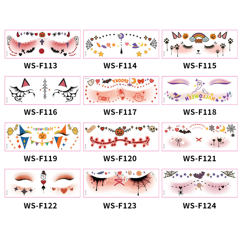 New Halloween makeup face sticker cute ghost makeup tattoo sticker party party sticker waterproof sweat tattoo