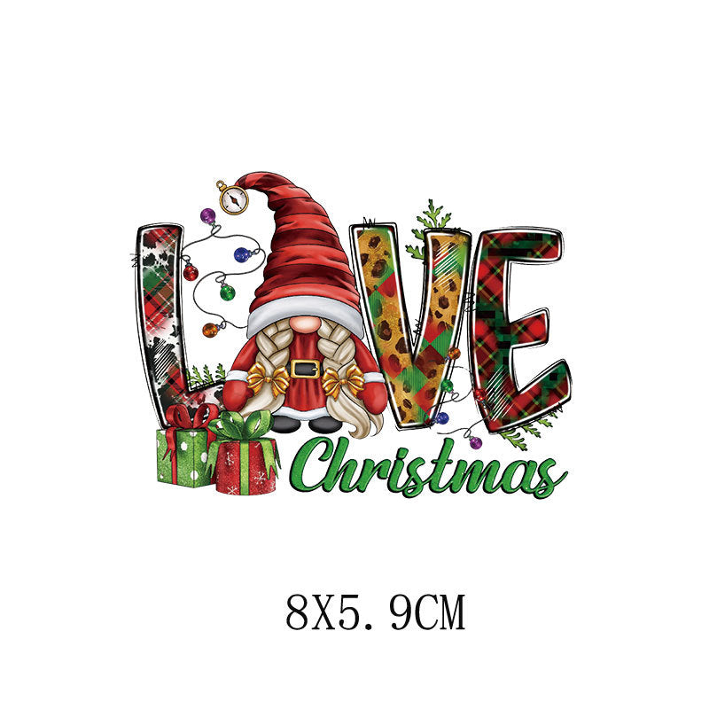 Old man Christmas heat transfer, clothes printing hot map heat transfer sticker, washable hot stamping sticker