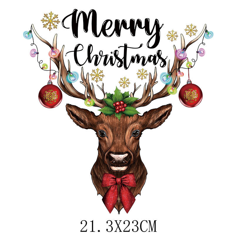 Old man Christmas heat transfer, clothes printing hot map heat transfer sticker, washable hot stamping sticker