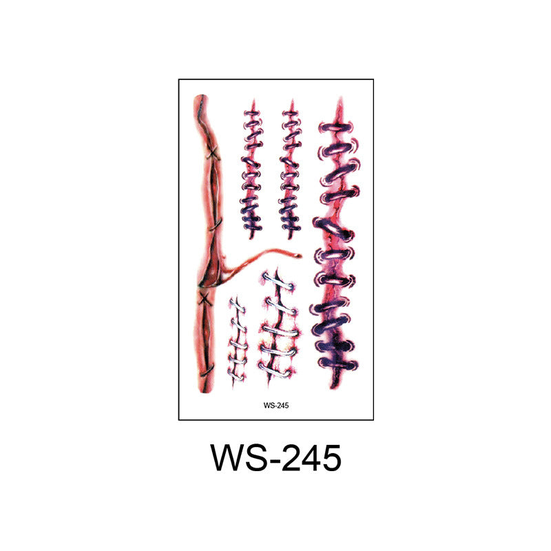 Waterproof Halloween Horror Wound Scar Face Disposable Temporary Tattoo Scar Tattoo Sticker