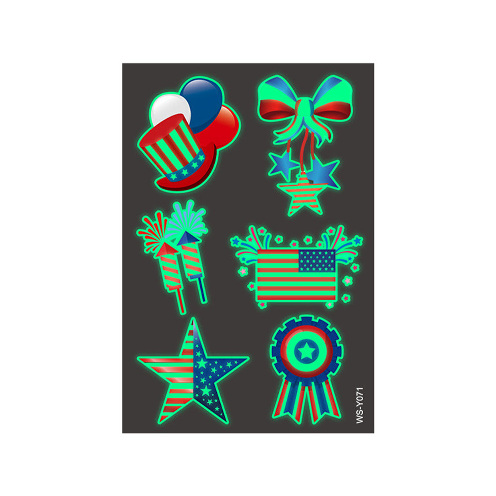 National flag luminous tattoo sticker Independence Day party props waterproof sweat sticker disposable temporary face sticker