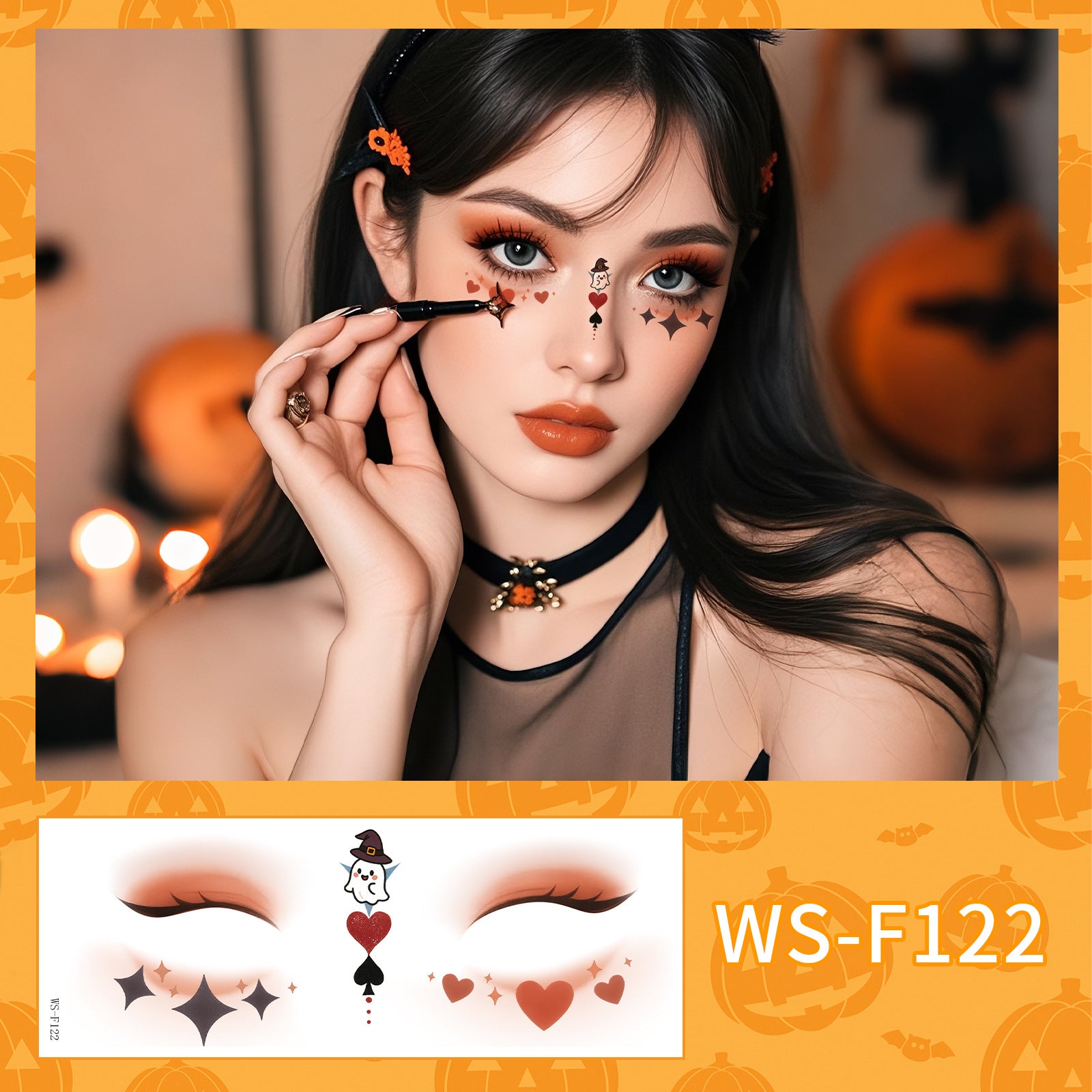 New Halloween makeup face sticker cute ghost makeup tattoo sticker party party sticker waterproof sweat tattoo