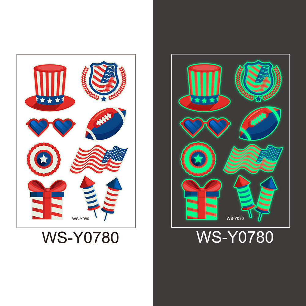 National flag luminous tattoo sticker Independence Day party props waterproof sweat sticker disposable temporary face sticker