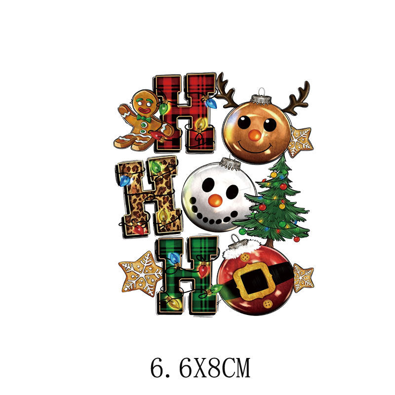 Old man Christmas heat transfer, clothes printing hot map heat transfer sticker, washable hot stamping sticker