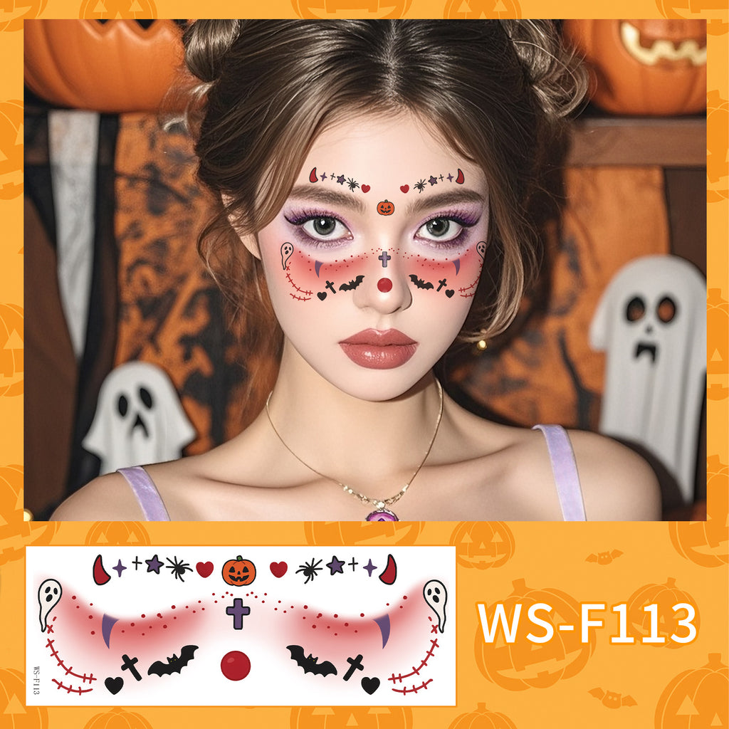 New Halloween makeup face sticker cute ghost makeup tattoo sticker party party sticker waterproof sweat tattoo