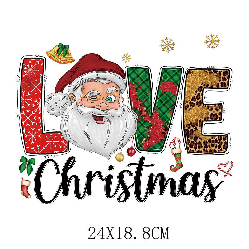 Old man Christmas heat transfer, clothes printing hot map heat transfer sticker, washable hot stamping sticker