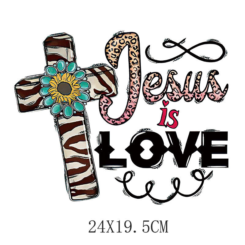 Flower letter heat transfer spot T-shirt luggage logo printing hot map washable offset printing heat transfer pattern