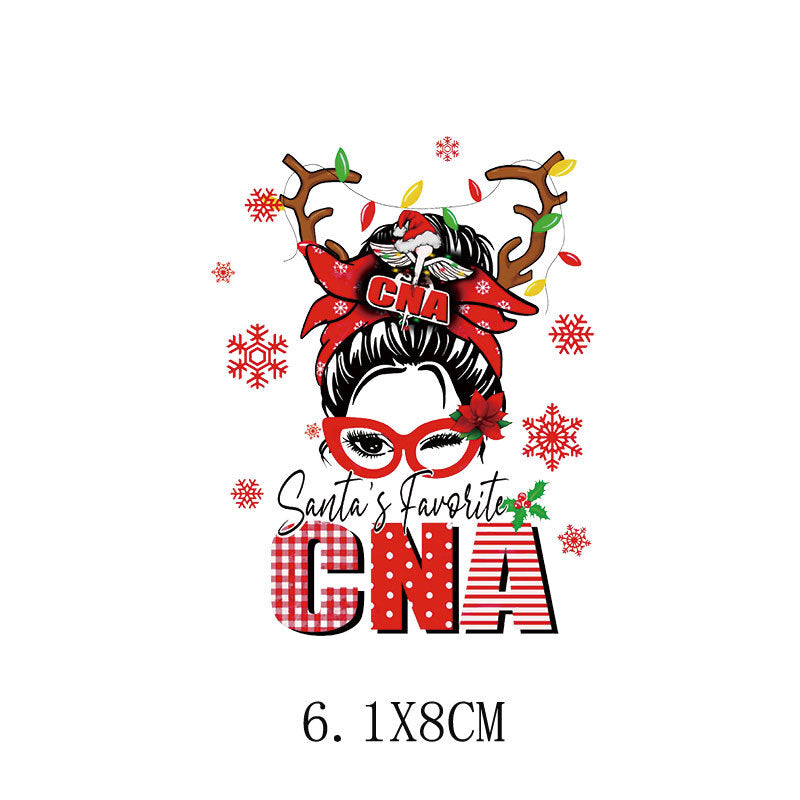 Old man Christmas heat transfer, clothes printing hot map heat transfer sticker, washable hot stamping sticker