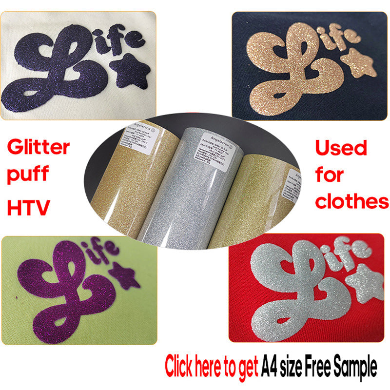 FRZ-Foamed Glitter Engraving Film 3D Glitter Foaming Glitter Effect Vinyl Puff Washable Hot Stamping Film