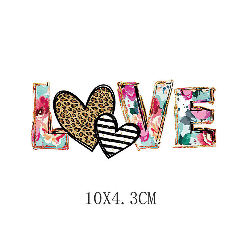 Love LOVE flower heat transfer hot map DIY clothing luggage logo printing pattern heat transfer painting DTF