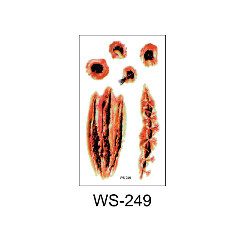 Waterproof Halloween Horror Wound Scar Face Disposable Temporary Tattoo Scar Tattoo Sticker