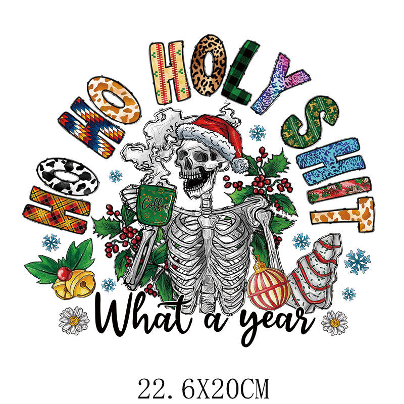 Old man Christmas heat transfer, clothes printing hot map heat transfer sticker, washable hot stamping sticker